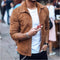 Brown suede jacket for men with zipper closure