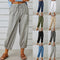 Pantalon décontracté femme avec poches et boutons, multicolore