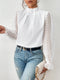 Blouse blanche à manches longues en dentelle pour femme