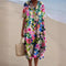 Robe d'été fleurie en lin pour femme, manches courtes