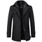 Manteau en laine noir pour homme avec col montant et poches