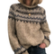 Beige Patterned Wool Sweater for Women