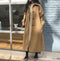 Manteau long en laine camel pour femme avec boutons