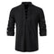 Black long-sleeve lace-up shirt for men