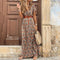 Robe longue imprimée bohème pour femme avec ceinture