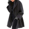 Manteau Femme Noir Élégant à Col Large