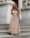 Jupe longue plissée beige pour femme