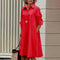 Robe chemise rouge à manches longues pour femme