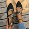 Chaussures plates noires à bride motif géométrique pour femme