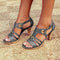 Sandales à talons en cuir gris pour femme