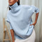 Jersey de cuello alto azul claro para mujer