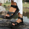 Sandales en cuir noir à brides croisées pour femme