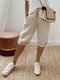 Short en Lin Beige pour Femme avec Poches