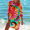 Robe de plage tie-dye multicolore à manches longues