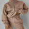 Sweat-shirt à fermeture éclair beige pour femme