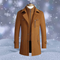 Manteau en laine marron pour homme avec fermeture éclair