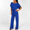 Combinaison Femme Bleu Manches Courtes Ceinture Taille
