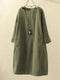 Vestito in velluto a coste verde da donna, maniche lunghe