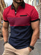 Polo Homme Rouge et Bleu à Rayures Courtes Manches
