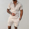Combinaison Homme Beige à Motifs Géométriques Manches Courtes