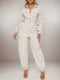 Combinaison Femme Beige à Manches Longues avec Poches