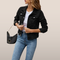 Black denim jacket for women, long sleeves, pockets