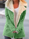 Abrigo de lana polar verde para mujer con cuello ancho