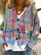 Cardigan in lana multicolore con motivi floreali da donna