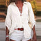 Chemise en lin blanc cassé pour femme, manches longues
