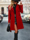 Manteau long rouge à double boutonnage pour femme