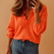 Blouse Femme Orange à Volants Manches Longues Casual