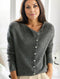 Cardigan en laine gris pour femme avec boutons