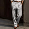 Pantalon en lin gris pour homme avec ceinture marron