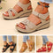 Women's multicolored leather wedge sandals