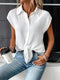 Chemisier blanc en coton à manches courtes pour femme