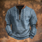 Pull en tricot bleu à col zippé et coudières marron