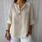 Camicia in lino beige a maniche lunghe da donna
