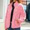Chaqueta de forro polar rosa a cuadros para mujer
