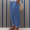 Pantalon Femme Bleu Décontracté Lin