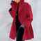 Manteau Femme Rouge à Col Large et Manches Longues
