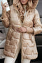 Manteau matelassé à capuche pour femme, beige, hiver