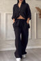Tenue Femme Deux Pièces Noire Chemise et Pantalon Décontracté
