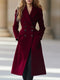 Manteau long femme double boutonnage rouge élégant