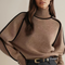 Beige Wool Turtleneck Sweater for Women