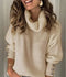 White Turtleneck Knit Sweater with Decorative Buttons