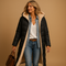 Manteau Long Matelassé Femme avec Capuche Doublée en Fourrure