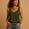 Women's Green Buttoned Casual Tank Top