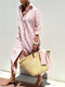 Robe chemise rayée rose et blanche pour femme