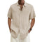 Camicia in lino beige a maniche corte da uomo
