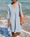 Light blue cotton beach dress with long sleeves